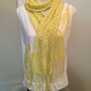 Banana Republic bright yellow scarf with fringe